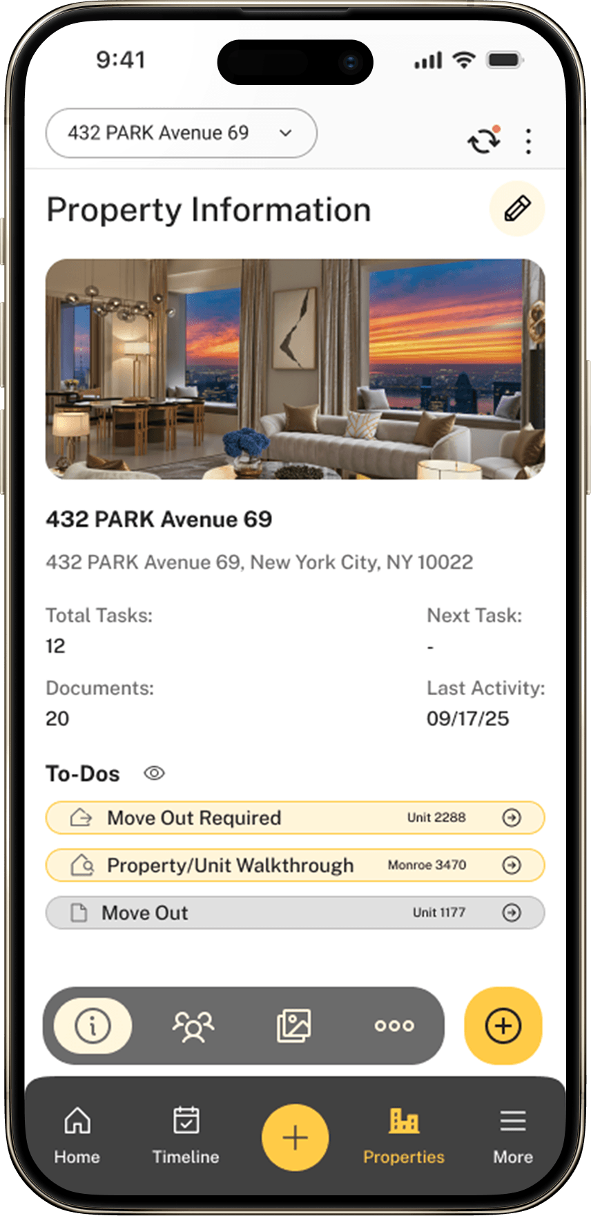 zInspector mobile app showing property details